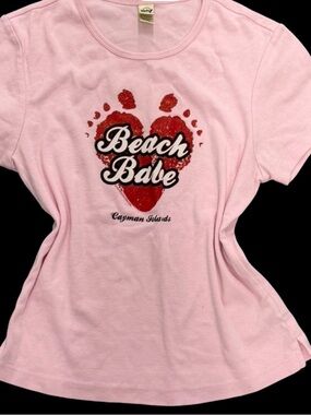 100% Beach Babe Pink Graphic Tee - Cayman Islands